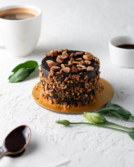 Roasted Almond Chocolate Cake [250gm]-Mini Cake-BAKEBURRY